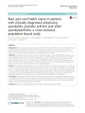 Back pain and health status in patients with clinically diagnosed ankylosing spondylitis, psoriatic arthritis and other spondyloarthritis: A cross-sectional population-based study