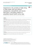 Impairment in the activities of daily living in older adults with and without osteoporosis, osteoarthritis and chronic back pain: A secondary analysis of population-based health survey data