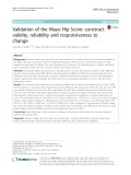 Validation of the Mayo Hip Score: Construct validity, reliability and responsiveness to change