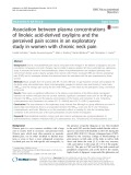 Association between plasma concentrations of linoleic acid-derived oxylipins and the perceived pain scores in an exploratory study in women with chronic neck pain