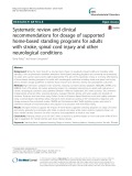 Systematic review and clinical recommendations for dosage of supported home-based standing programs for adults with stroke, spinal cord injury and other neurological conditions