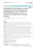 Acceptability of physiotherapists as primary care practitioners and advanced practice physiotherapists for care of patients with musculoskeletal disorders: A survey of a university community within the province of Quebec