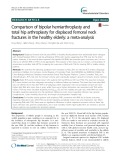 Comparison of bipolar hemiarthroplasty and total hip arthroplasty for displaced femoral neck fractures in the healthy elderly: A meta-analysis