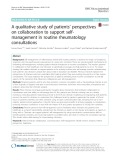 A qualitative study of patients’ perspectives on collaboration to support selfmanagement in routine rheumatology consultations