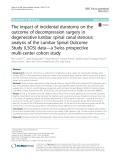 The impact of incidental durotomy on the outcome of decompression surgery in degenerative lumbar spinal canal stenosis: Analysis of the Lumbar Spinal Outcome Study (LSOS) data-a Swiss prospective multi-center cohort study
