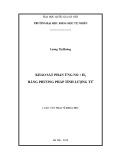 Luận văn Thạc sĩ Khoa học: Khảo sát phản ứng NO + H2 bằng phương pháp tính lượng tử