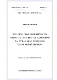 Luận văn Thạc sĩ Quản lý công: Ứng dụng công nghệ thông tin trong cải cách thủ tục hành chính tại Ủy ban nhân dân Quận 8, Thành phố Hồ Chí Minh