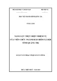 Luận văn Thạc sĩ Quản lý công: Năng lực thực hiện nhiệm vụ của viên chức ngành Bảo hiểm xã hội tỉnh Quảng Trị