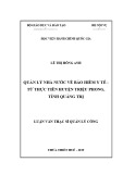 Luận văn Thạc sĩ Quản lý công: Quản lý nhà nước về bảo hiểm y tế - từ thực tiễn huyện Triệu Phong, tỉnh Quảng Trị