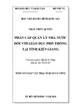 Tóm tắt Luận văn Thạc sĩ Quản lý công: Phân cấp quản lý nhà nước đối với giáo dục phổ thông tại tỉnh Kiên Giang