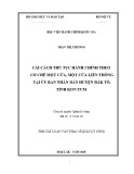 Tóm tắt Luận văn Thạc sĩ Quản lý công: Cải cách thủ tục hành chính theo cơ chế một cửa, một cửa liên thông tại Ủy ban nhân dân huyện Đắk Tô, tỉnh Kon Tum