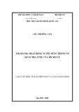 Luận văn Thạc sĩ, Luật Hiến pháp và Luật Hành chính: Thanh tra hoạt động tuyển dụng công chức trong cơ quan nhà nước của Bộ Nội vụ