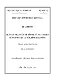 Tóm tắt Luận văn Thạc sĩ Quản lý công: Quản lý nhà nước về bảo vệ và phát triển rừng ở Huyện Cư Jút, tỉnh Đắk Nông hiện nay