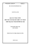 Tóm tắt Luận văn Thạc sĩ Quản lý công: Quản lý nhà nước đối với cơ sở hành nghề y tư nhân trên địa bàn thành phố Hà Nội