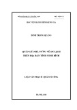 Luận văn Thạc sĩ Quản lý công: Quản lý nhà nước về du lịch trên địa bàn tỉnh Ninh Bình