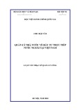 Luận văn Thạc sĩ Quản lý công: Quản lý nhà nước về đầu tư trực tiếp nước ngoài tại Việt Nam