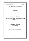 Luận văn Thạc sĩ Quản lý công: Quản lý Nhà nước đối với hoạt động của đạo Tin lành ở Việt Nam