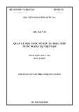 Tóm tắt Luận văn Thạc sĩ Quản lý công: Quản lý nhà nước về đầu tư trực tiếp nước ngoài tại Việt Nam
