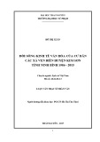 Luận văn Thạc sĩ Nhân văn: Đời sống kinh tế, văn hóa của cư dân các xã ven biển huyện Kim Sơn, tỉnh Ninh Bình (1986 -2015)