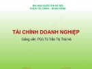 Bài giảng Tài chính doanh nghiệp: Chương 1 - PGS.TS Trần Thị Thái Hà