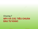 Bài giảng Tài chính doanh nghiệp: Chương 7 - PGS.TS Trần Thị Thái Hà