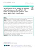 Sex differences in the association between asthma incidence and modifiable risk factors in Korean middle-aged and older adults: NHIS-HEALS 10-year cohort