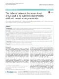 The balance between the serum levels of IL-6 and IL-10 cytokines discriminates mild and severe acute pneumonia