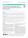 A life-threatening complication due to pulmonary haemorrhage following humpnosed viper bite