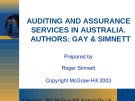 Lecture Auditing and assurance services in Australia: Chapter 1 - Gay, Simnett