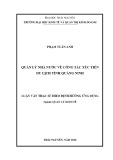 Luận văn Thạc sĩ Quản lý kinh tế: Quản lý nhà nước về công tác xúc tiến du lịch tỉnh Quảng Ninh