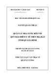 Tóm tắt Luận văn Thạc sĩ Quản lý công: Quản lý nhà nước đối với quỹ Bảo hiểm y tế trên địa bàn tỉnh Quảng Bình