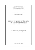 Luận văn Thạc sĩ Lịch sử: Kinh tế du lịch tỉnh Vĩnh Phúc từ năm 1997 đến năm 2016