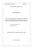 Tóm tắt Luận văn Thạc sĩ Quản lý công: Quản lý nhà nước về di sản văn hóa phi vật thể trên địa bàn tỉnh Nghệ An