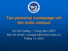 Bài giảng Tạo personal homepage với tên miền vinhuni