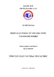 Tóm tắt Luận văn Thạc sĩ Luật học: Pháp luật về đầu tư vốn nhà nước vào doanh nghiệp