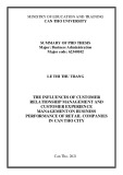 Summary of PhD thesis Business administration: The influences of customer relationship management and customer experience management on business performance of retail companies in Can Tho city