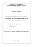 Summary of thesis Doctor of Economics: Developing the human resources of Vietnam in the formation of the Asean economic community (AEC)