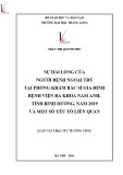 Tóm tắt luận văn Thạc sĩ Y tế công cộng: Sự hài lòng của người bệnh ngoại trú tại phòng khám bác sĩ gia đình bệnh viện Đa khoa Nam Anh, tỉnh Bình Dương, năm 2019 và một số yếu tố liên quan