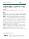 Patient participation in decisions about disease modifying anti-rheumatic drugs: A cross-sectional survey