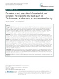 Prevalence and associated characteristics of recurrent non-specific low back pain in Zimbabwean adolescents: A cross-sectional study