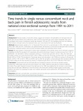 Time trends in single versus concomitant neck and back pain in finnish adolescents: Results from national cross-sectional surveys from 1991 to 2011