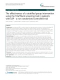 The effectiveness of a stratified group intervention using the STarTBack screening tool in patients with LBP - a non randomised controlled trial