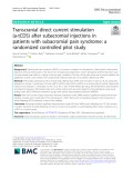 Transcranial direct current stimulation (a-tCDS) after subacromial injections in patients with subacromial pain syndrome: A randomized controlled pilot study