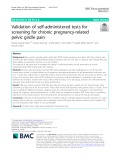 Validation of self-administered tests for screening for chronic pregnancy-related pelvic girdle pain