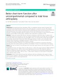 Better short-term function after unicompartmental compared to total knee arthroplasty