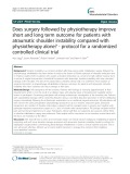 Does surgery followed by physiotherapy improve short and long term outcome for patients with atraumatic shoulder instability compared with physiotherapy alone? - protocol for a randomized controlled clinical trial
