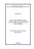 Tóm tắt Luận văn Thạc sĩ Quản lý văn hóa: Quản lý hoạt động văn hóa tại Nhà thiếu nhi huyện Yên Mô, tỉnh Ninh Bình