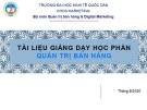 Bài giảng Quản trị bán hàng: Chương mở đầu - ĐH Kinh tế Quốc dân