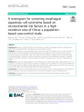 A nomogram for screening esophageal squamous cell carcinoma based on environmental risk factors in a highincidence area of China: A populationbased case-control study