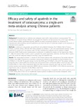 Efficacy and safety of apatinib in the treatment of osteosarcoma: A single-arm meta-analysis among Chinese patients